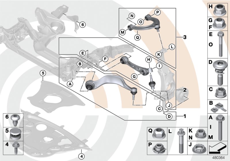 Repair kit, trailing links and wishbones