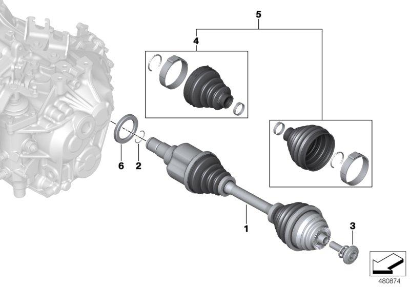Output shaft front left / all-wheel