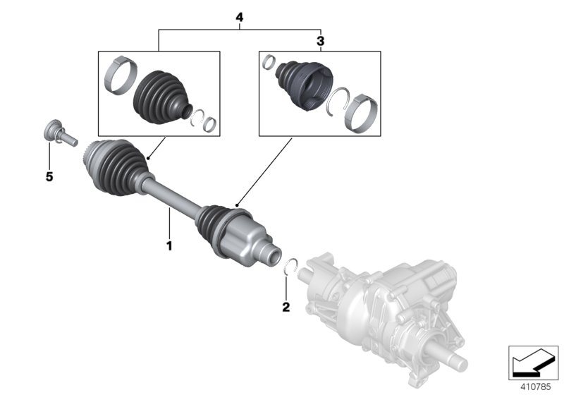 Output shaft front right / all-wheel