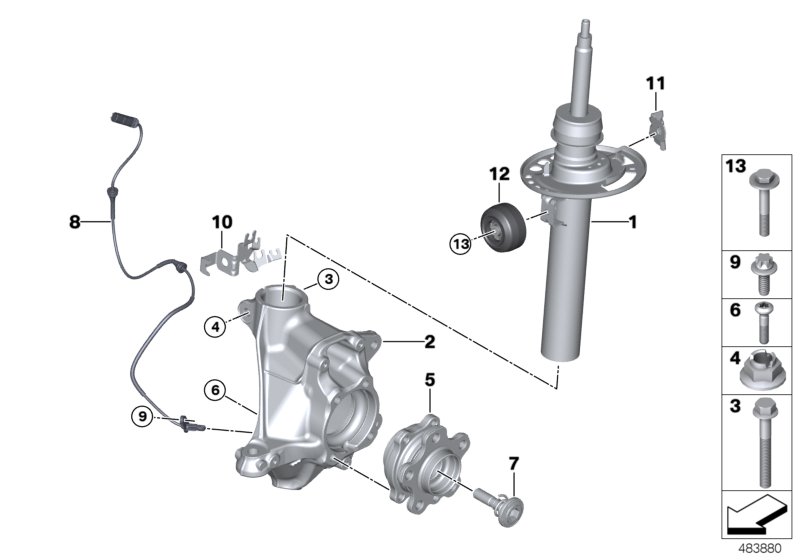 Front Spring strut/Carrier/Wheel bearing