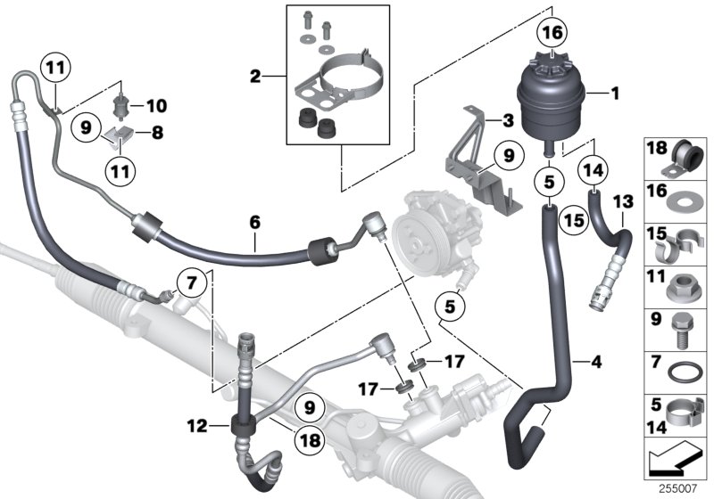 Hydro steering, oil reserv./oil pipes