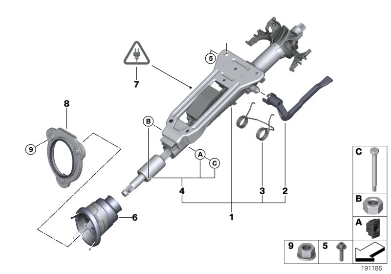 Manually adjust. steering column