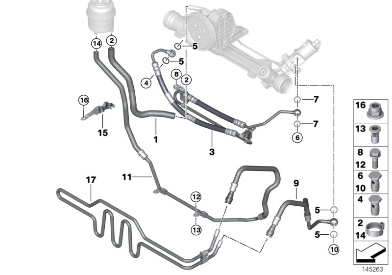 Hydro steering-oil pipes