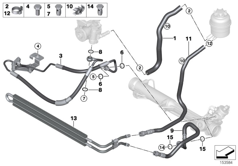 Hydro steering-oil pipes