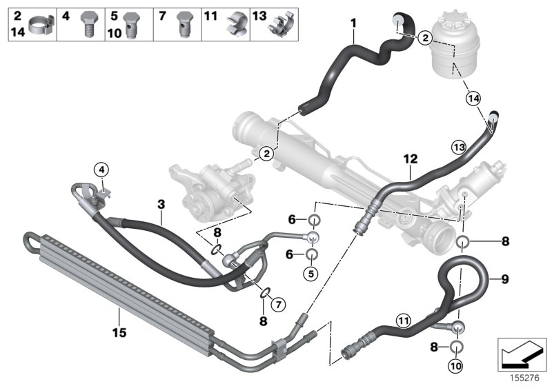 Hydro steering-oil pipes