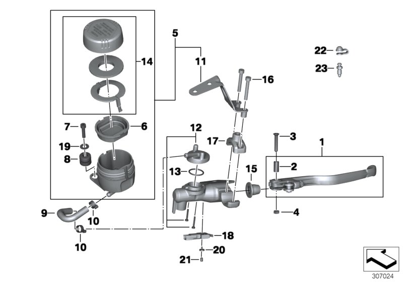 Single parts, handbrake lever