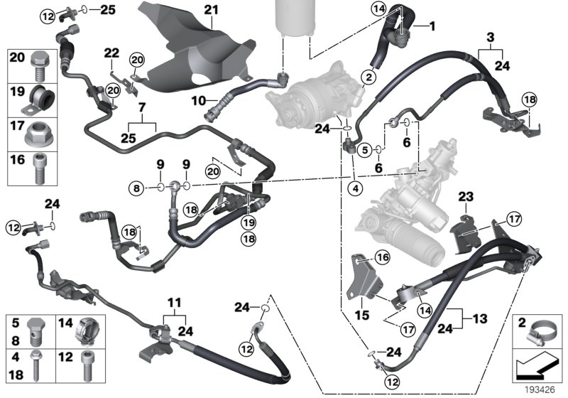 Power steer.,fluid lines/Adaptive Drive