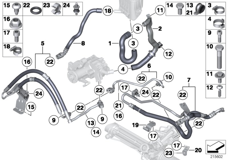 Hydro steering-oil pipes