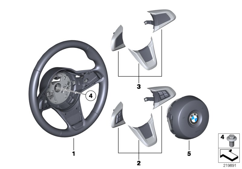 Airbag sports steering wheel, leather