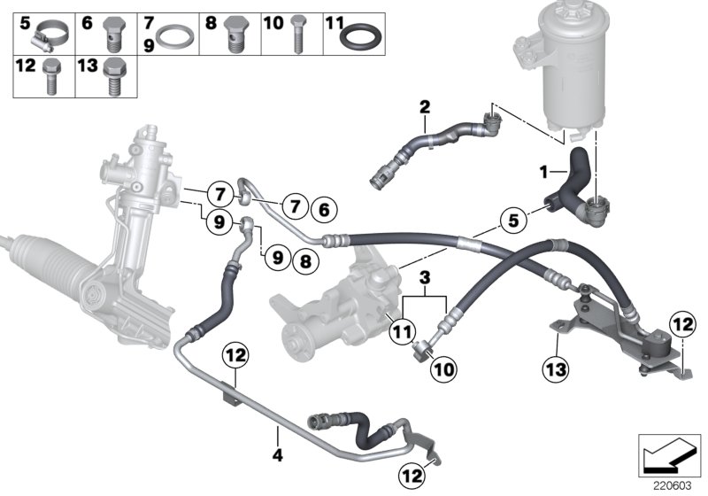 Hydro steering-oil pipes
