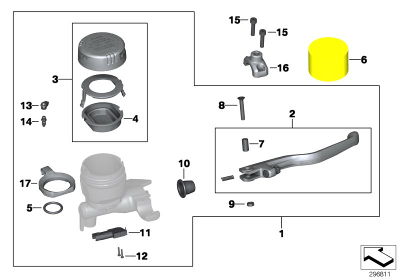 Handbrake fitting, handlebar locking M5