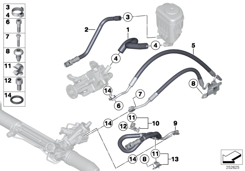 Hydro steering-oil pipes