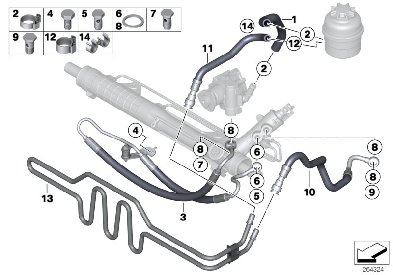 Hydro steering-oil pipes
