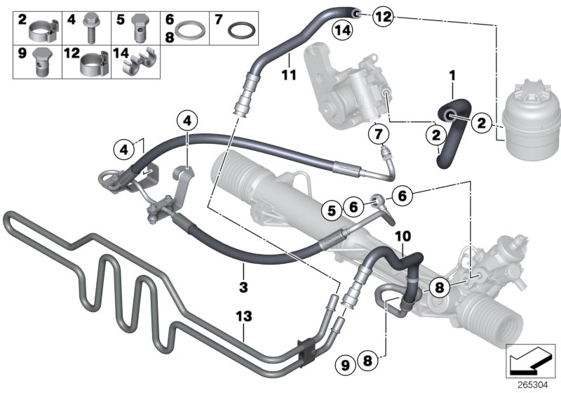 Hydro steering-oil pipes