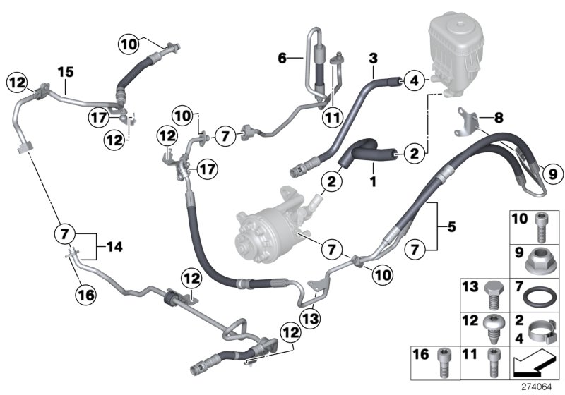 Power steering/oil pipe/dynamic drive