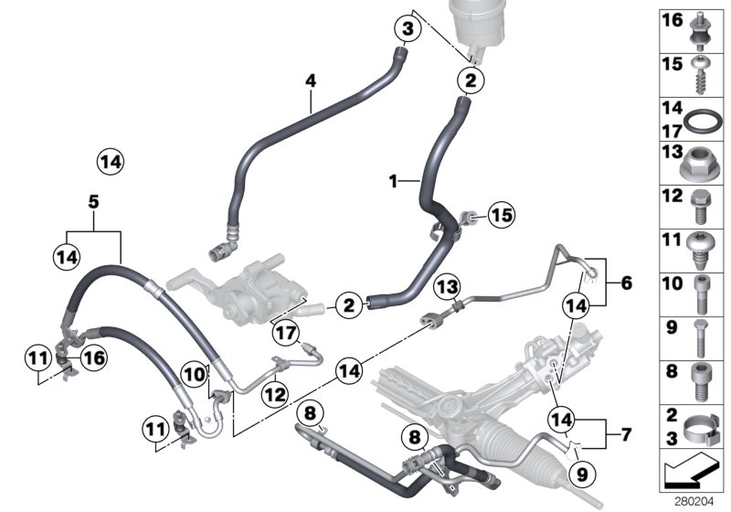 Hydro steering-oil pipes