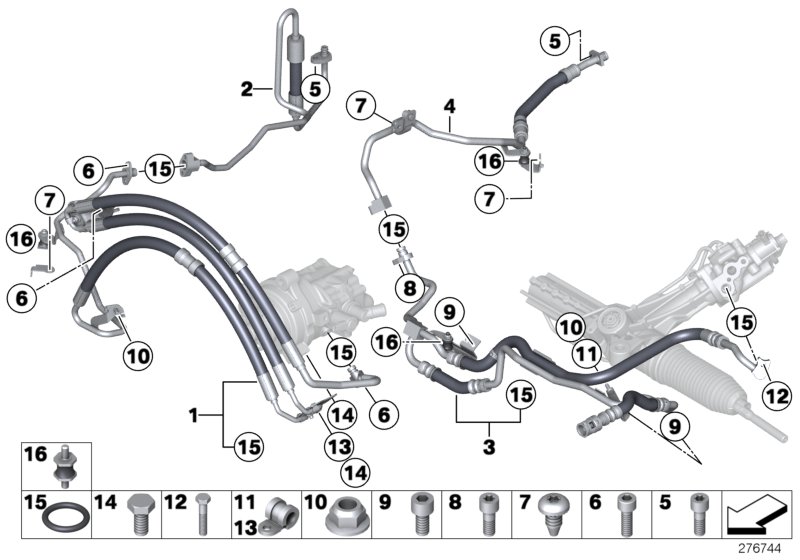Power steering/oil pipe/dynamic drive