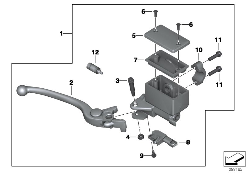 Handbrake lever, front wheel