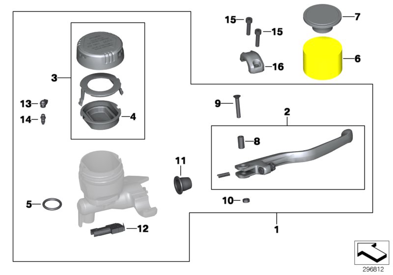 Handbrake fitting, handlebar locking M5