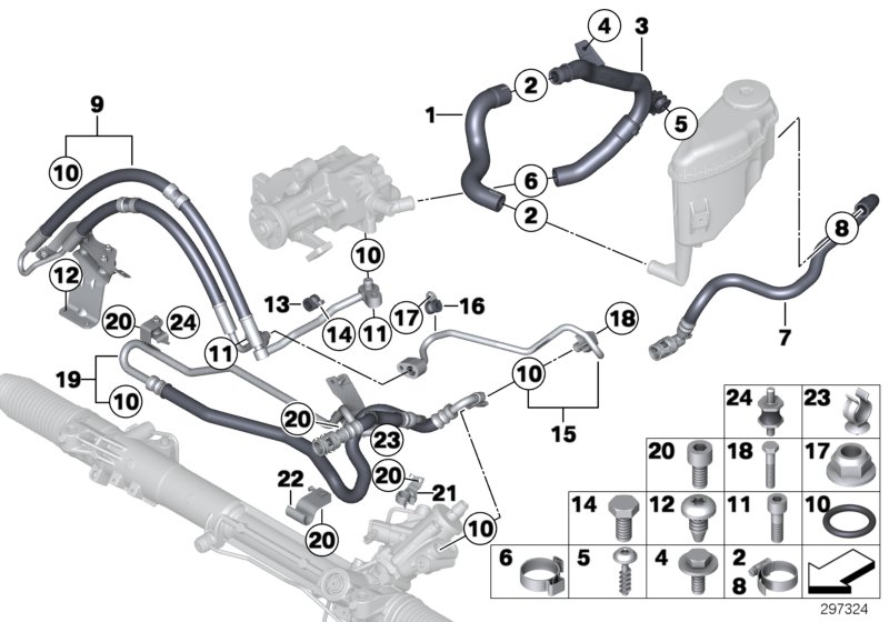 Hydro steering-oil pipes