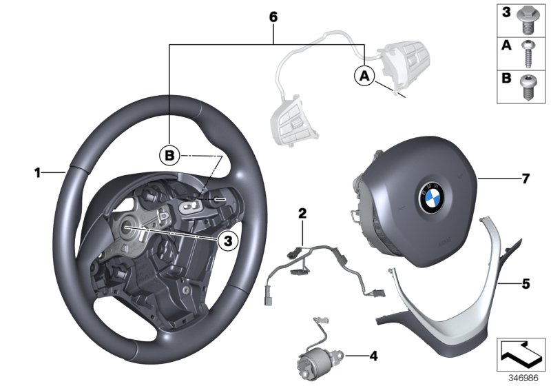 Airbag sports steering wheel, leather
