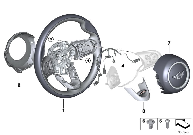 JCW steering-wheel rim, leather