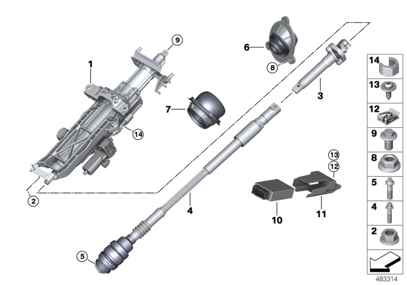 Add-on parts,electr.steering column adj.