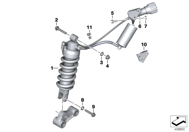 Spring strut, rear