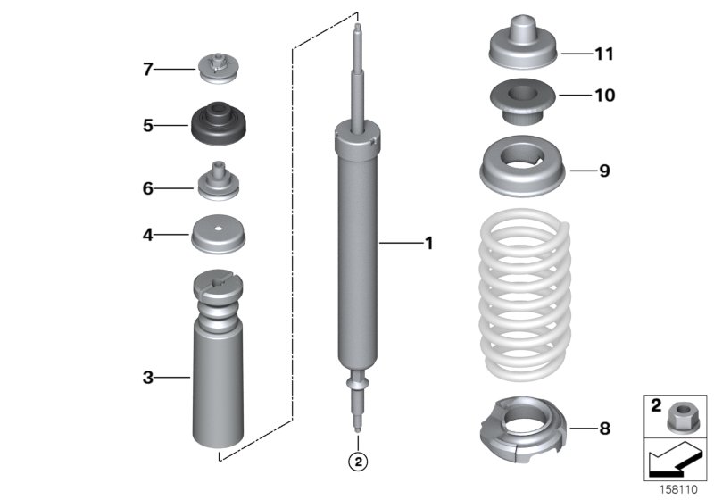 Rear spring strut mounting parts