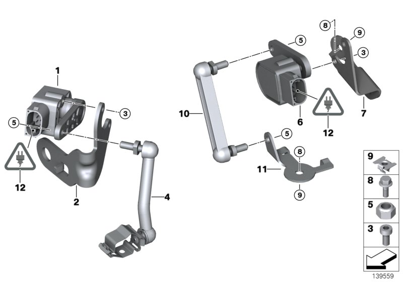 Headlight vertical aim control sensor