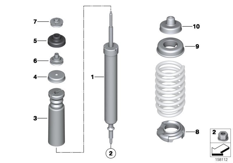 Rear spring strut mounting parts