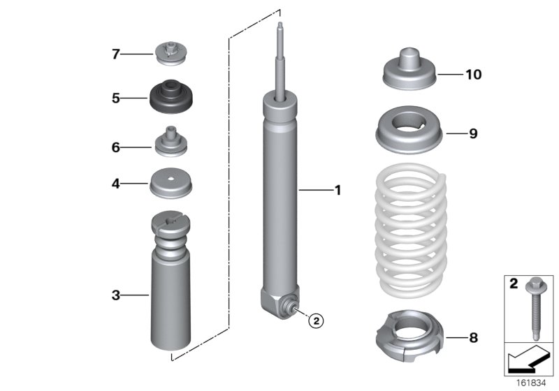 Rear spring strut mounting parts