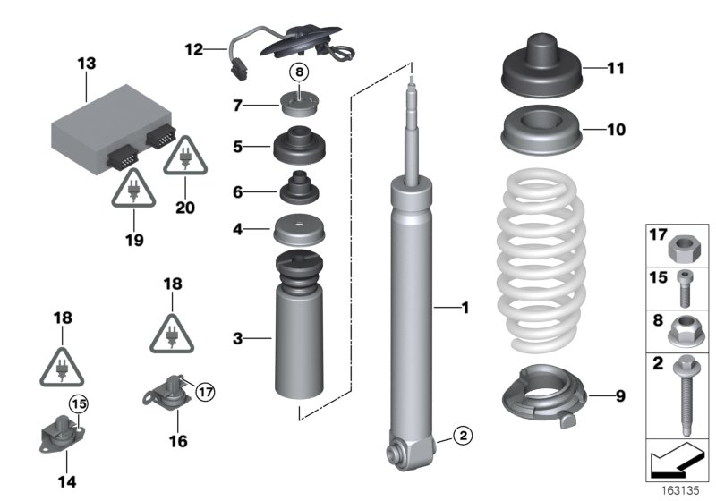 Rear spring strut EDC/ctrl unit/sensor
