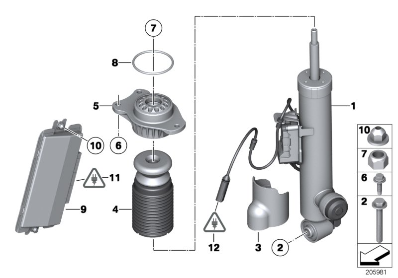 Spring strut, rear / VDC / ECU