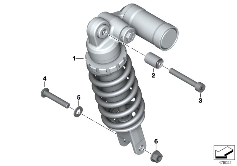 Spring strut, rear