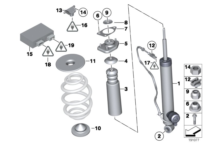 Spring strut, rear, VDC/ECU/sensor