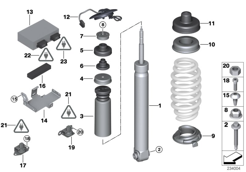 Rear spring strut EDC/ctrl unit/sensor