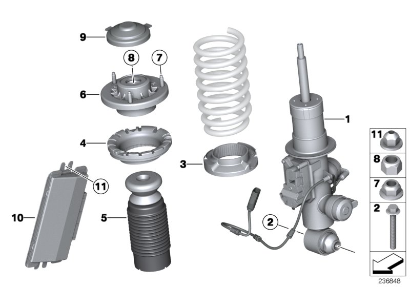 Spring strut, rear / VDC / ECU