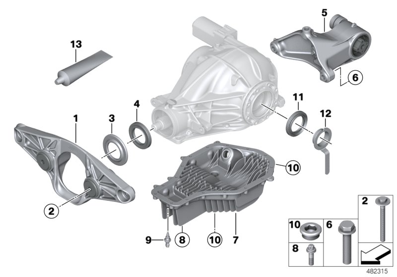Rear axle different.sep.component M-veh