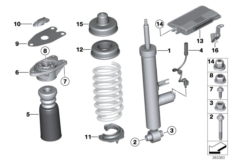 Spring strut, rear / VDC / ECU