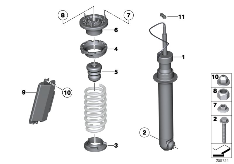 Rear spring strut EDC/ctrl unit/sensor