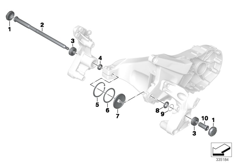 Rear swinging fork, bearing