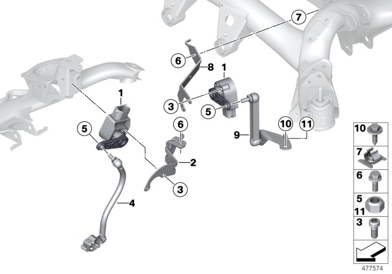 Headlight vertical aim control sensor