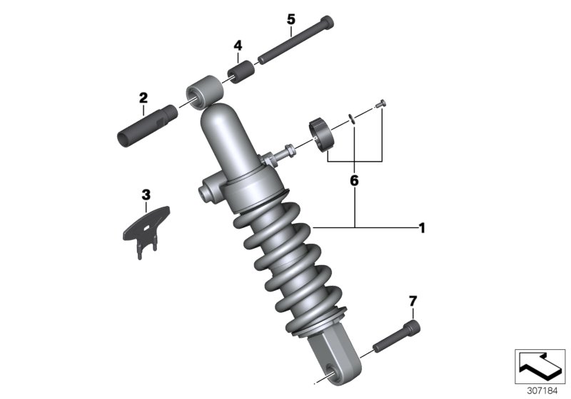 Spring strut, rear
