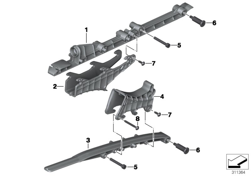 Rear swinging fork, chain guide