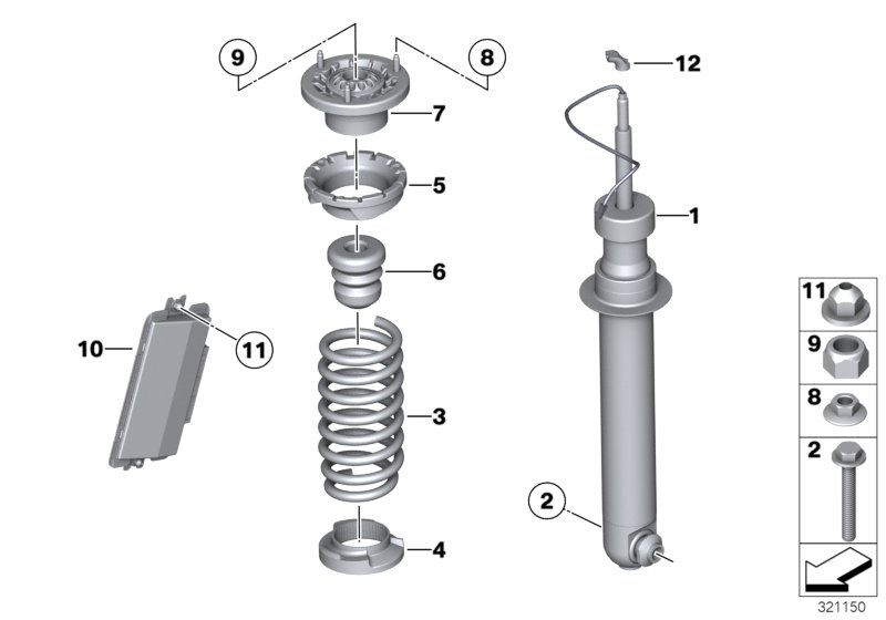 Rear spring strut EDC/ctrl unit/sensor