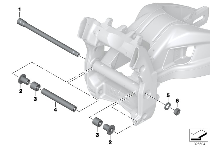 Rear swinging fork, bearing