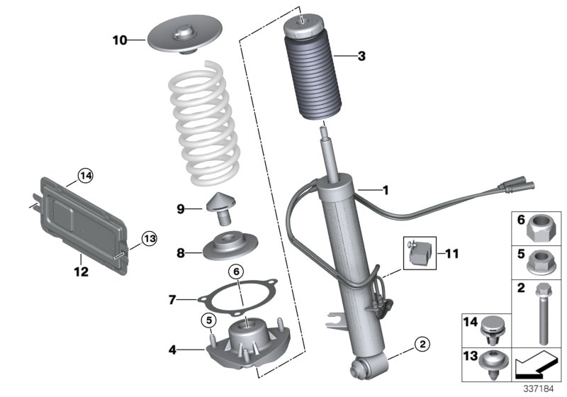 Spring strut, rear / VDC / ECU