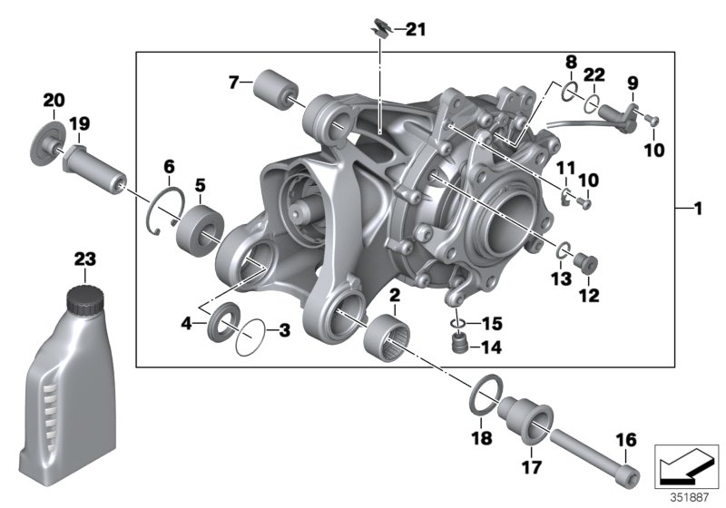 Bevel gear, rear