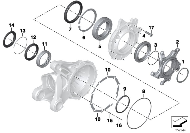 Bearing, crown wheel, Integral ABS 1